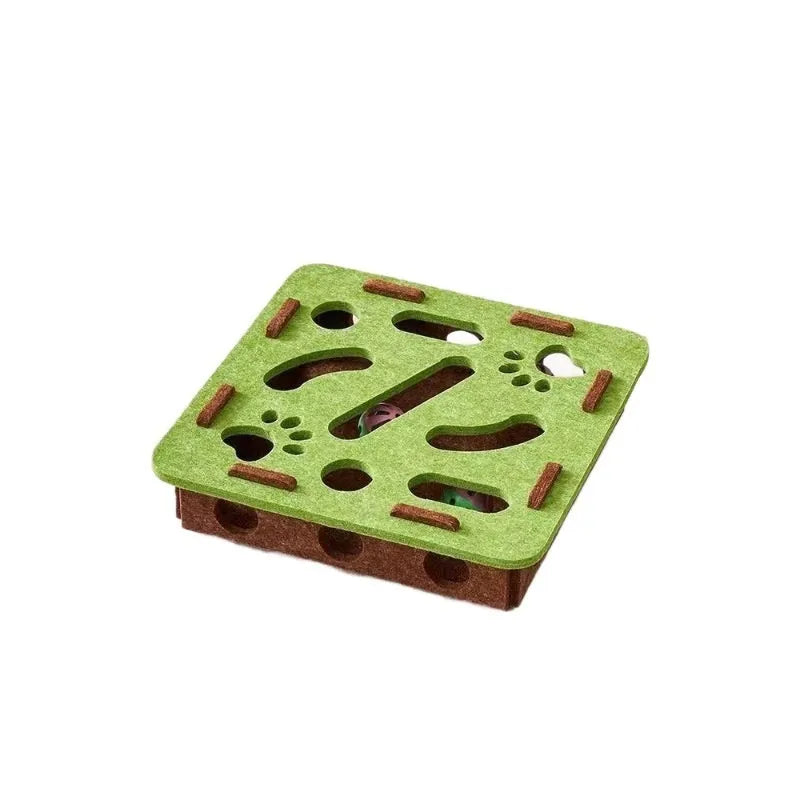 Rectangular felt cat scratching box with hole for claw maintenance in three colour options