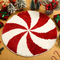 Christmas-themed printed polyester carpet with cashmere-like texture in square shape.