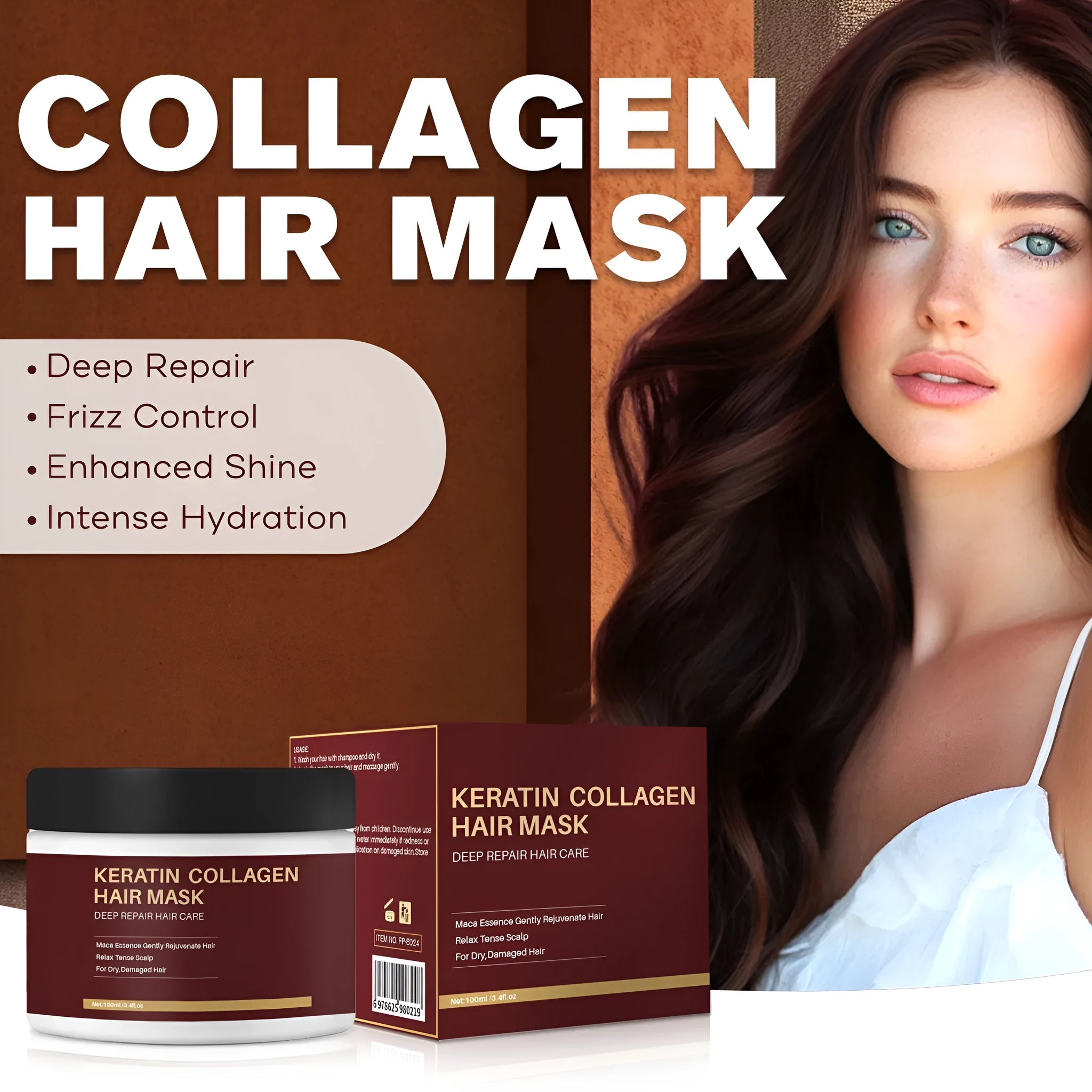 100ml tube of Anti-hair Fall Collagen Hair Mask for moisturising and repairing damaged hair.