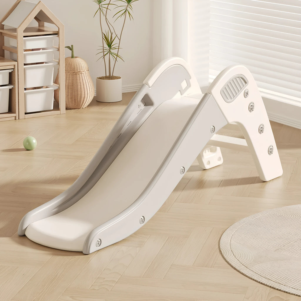 Small plastic baby slide for toddlers under 3 years, shown in blue, yellow, brown, and grey colour options.