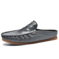 Men's black summer semi-slippers with breathable artificial PU upper and rubber sole