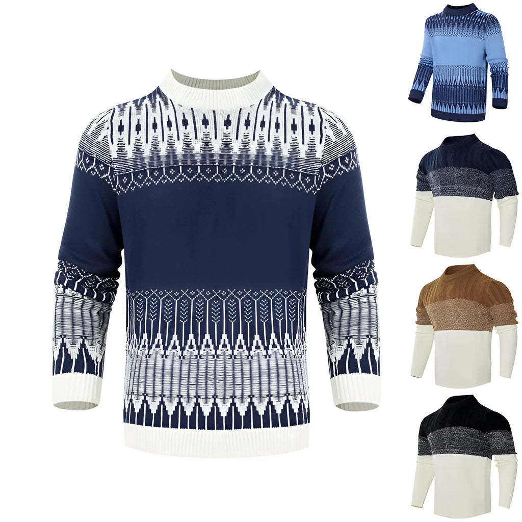 Men's soft cotton-blend knitted sweater with crew neck and long sleeves