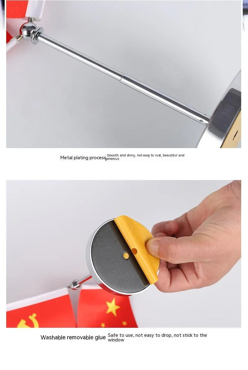 Red flag on telescopic rod car dashboard decoration with metal base simple style