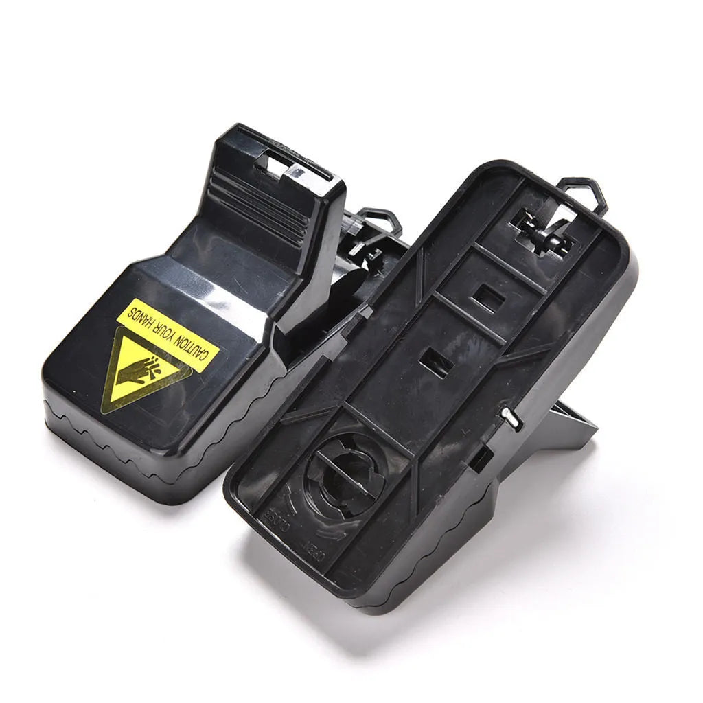 Six black snapping mousetraps made of PC+ABS alloy plastic for rodent control
