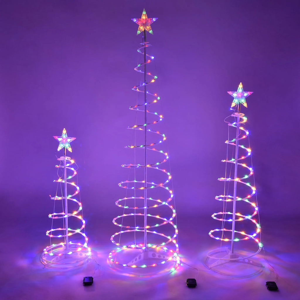 6FT LED spiral Christmas tree light with colour and warm white options, detachable stand, for indoor outdoor holiday decoration