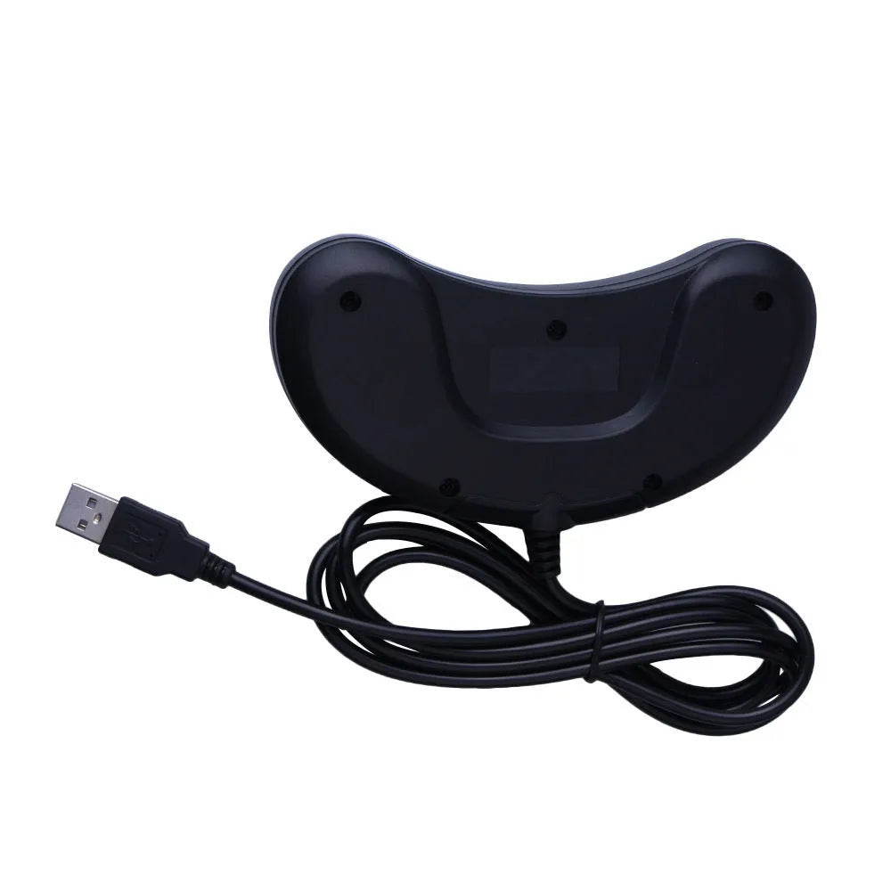 Black Sega USB computer game controller with 1.8 metre cable showing dimensions 15.5cm x 8.5cm