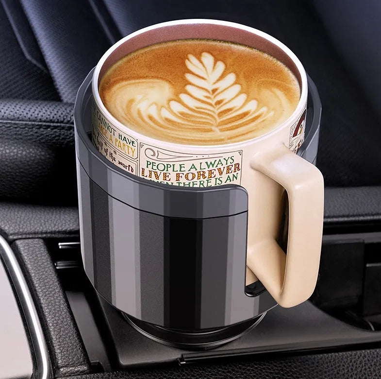 Matte black adjustable car cup holder expander for oversized drink containers