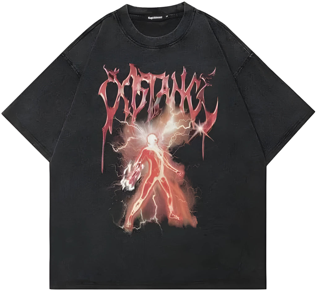 Men's loose fit cotton t-shirt with cartoon digital print design in street style