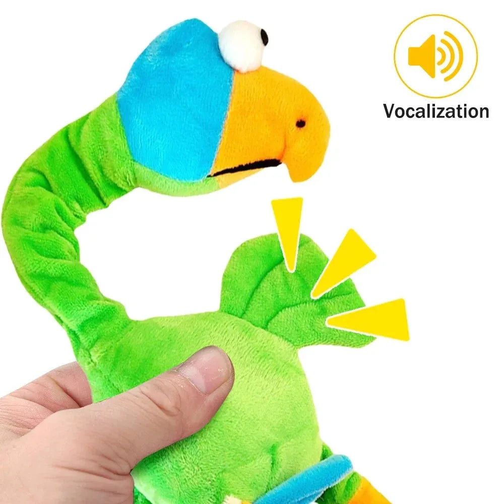 Screaming chicken sound dog toy in black, green, or orange with bite-resistant latex rubber construction