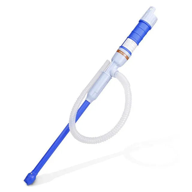 Blue manual siphon pump for fuel and liquid transfer with hand operation