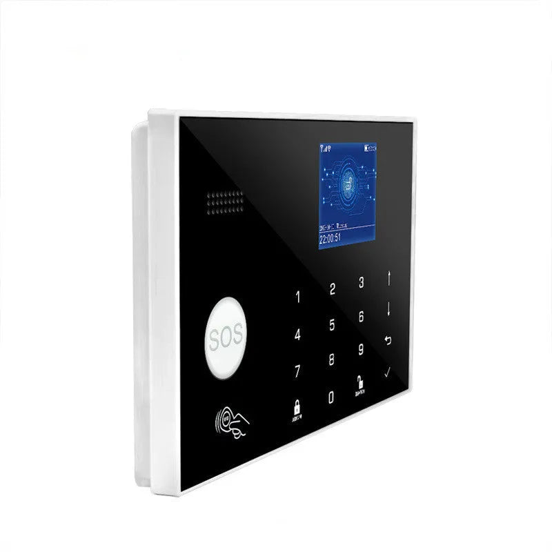 Intelligent WiFi GSM touch button household burglar alarm host with display