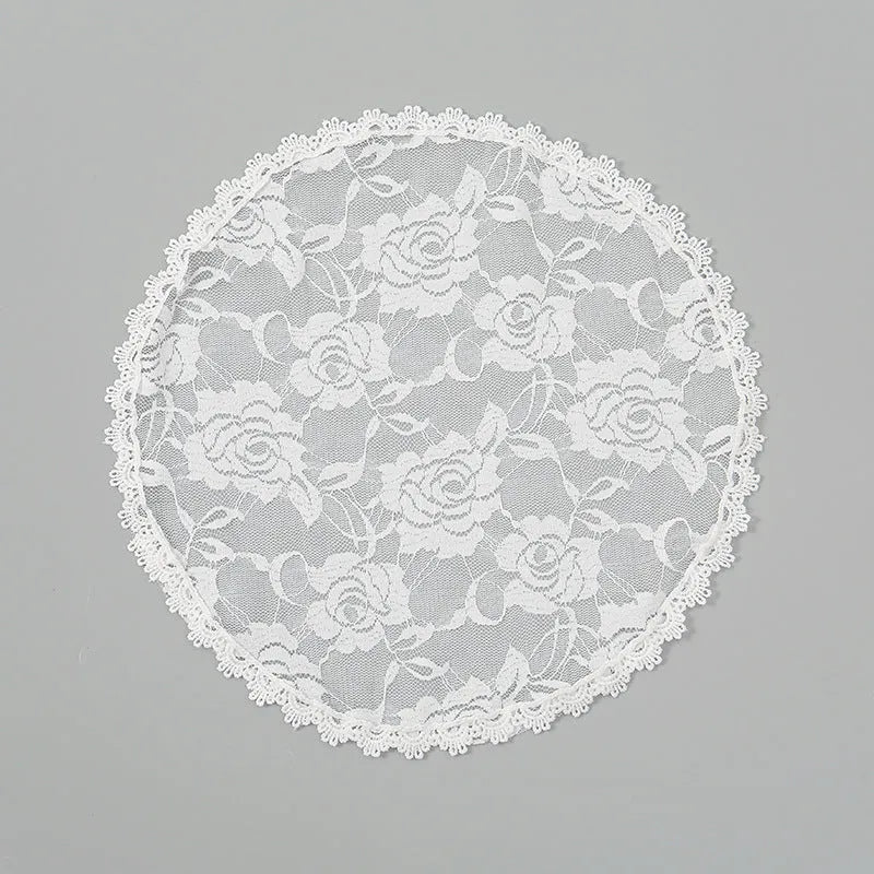 Round polyester floral bridal head cover 30cm width black white wedding accessory for women