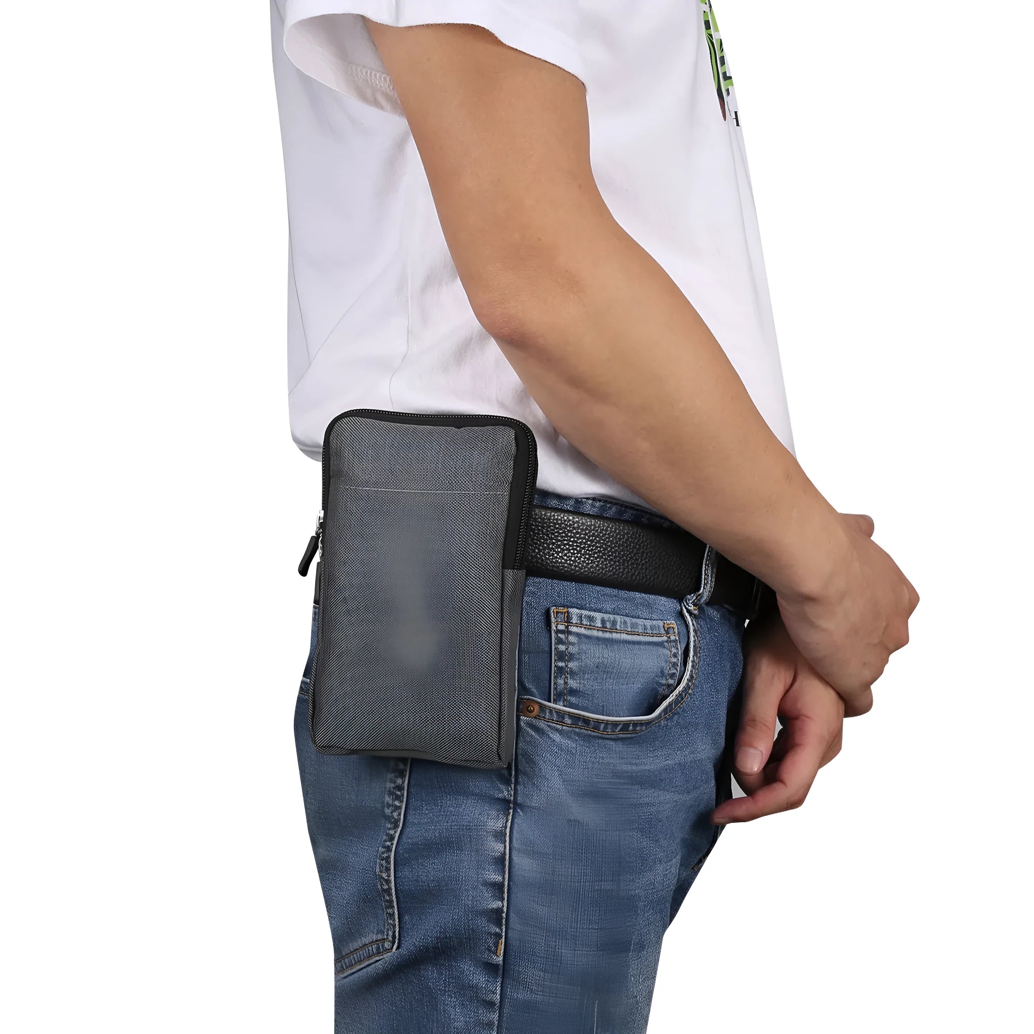 Solid colour neoprene waterproof diagonal cross waist bag for smartphones in black