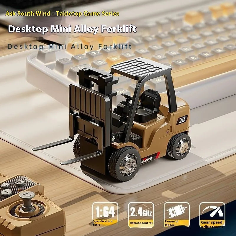 1:64 scale mini alloy forklift remote control model with cargo attachments and dual-mode Bluetooth operation