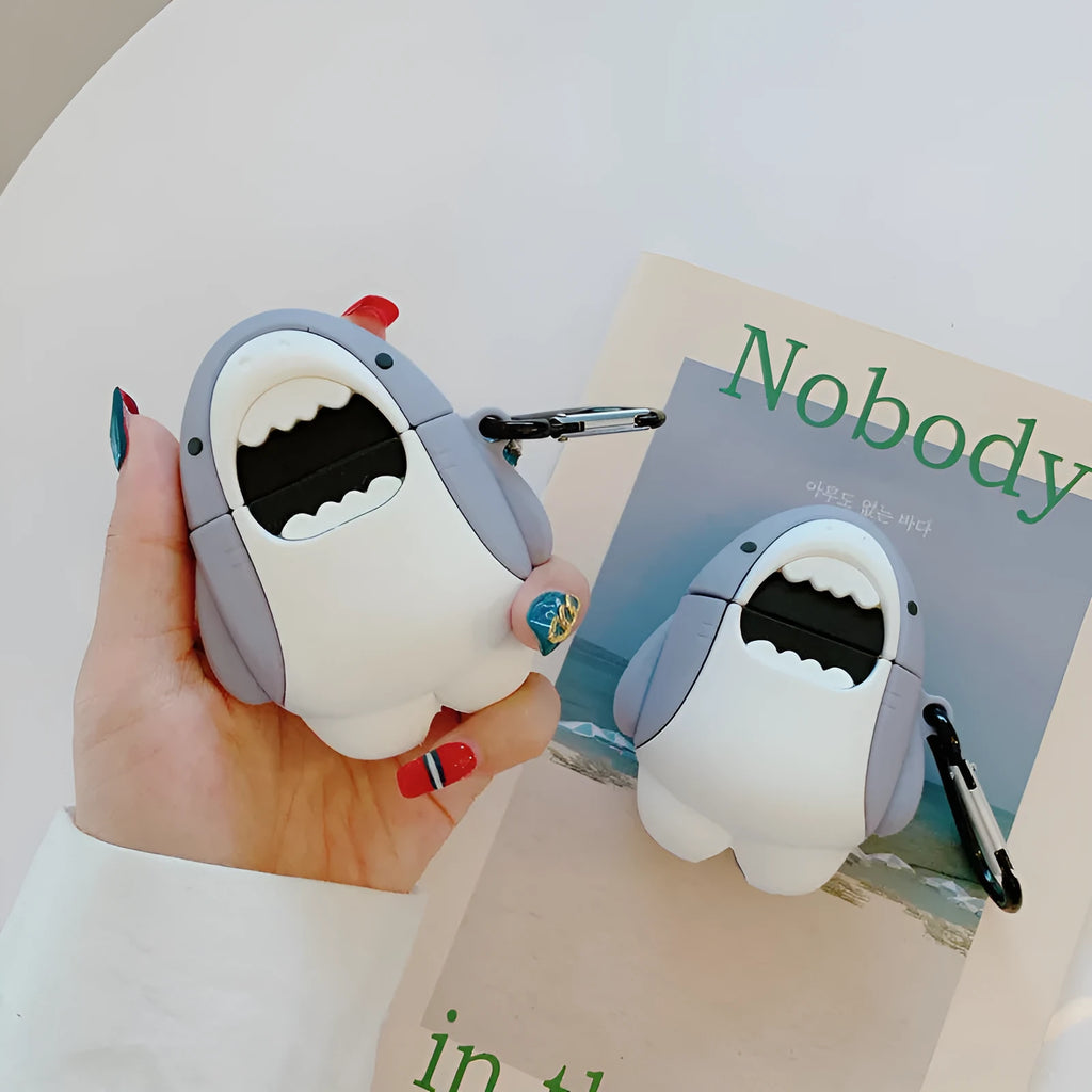Shark fin design silicon protective cover for Apple AirPods 1st and 2nd generation wireless earphones