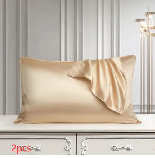 100% mulberry silk pillowcase 48x74cm palace luxury style with inlaid rope edge in champagne gold