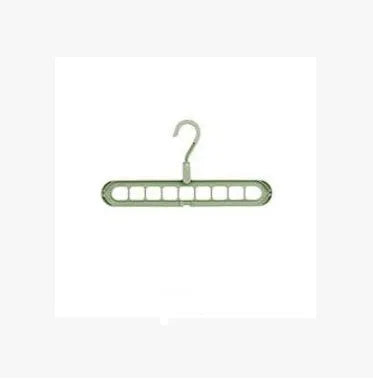 Plastic clothes hanger with 360° rotating hook, 33 cm long, in green colour on white background