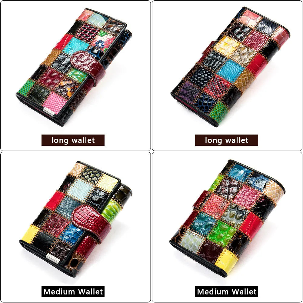 WESTAL retro vertical square soft woman wallet with colourful pattern
