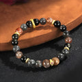 Black sunstone flame stone bracelet unisex handcrafted couple style jewellery