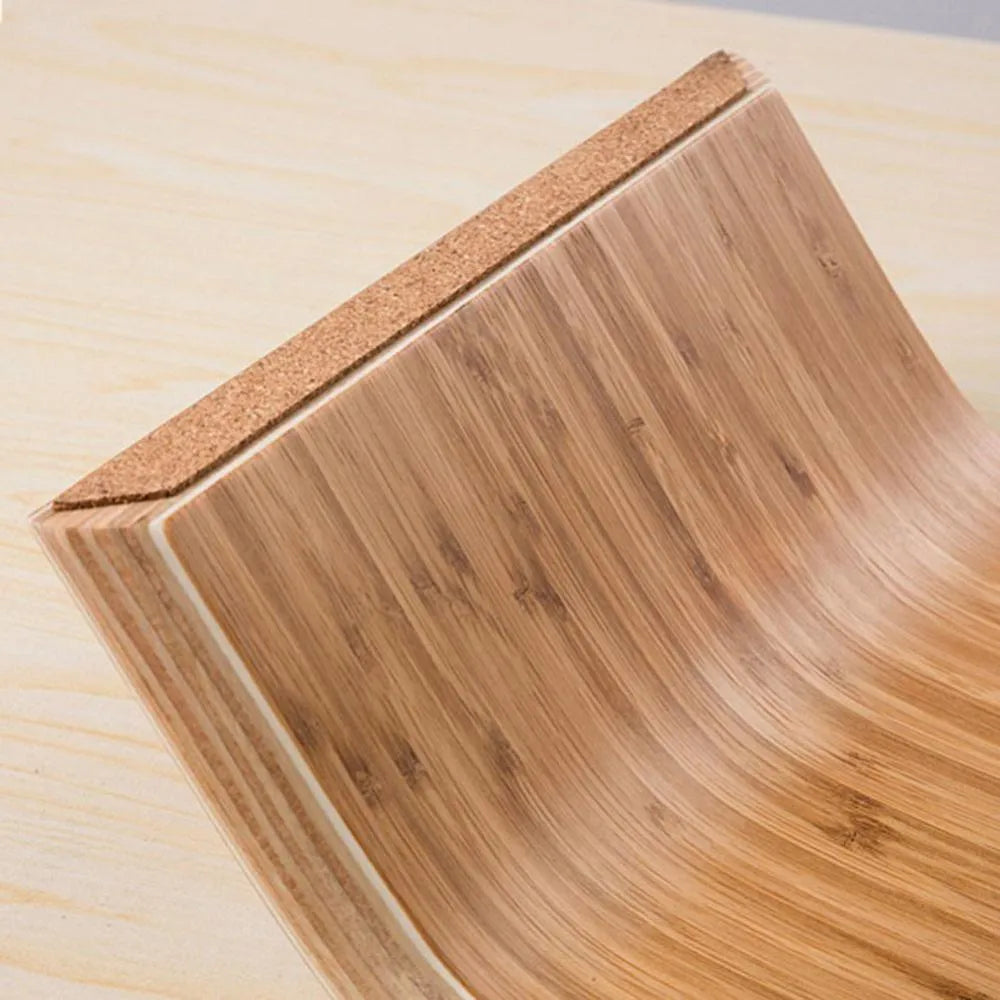 Walnut wood laptop stand with bamboo leather colour finish, 23x51x9cm dimensions, on a desk