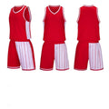 Men's basketball uniform set in blue, showing quick-dry polyester top and matching shorts for sports training.