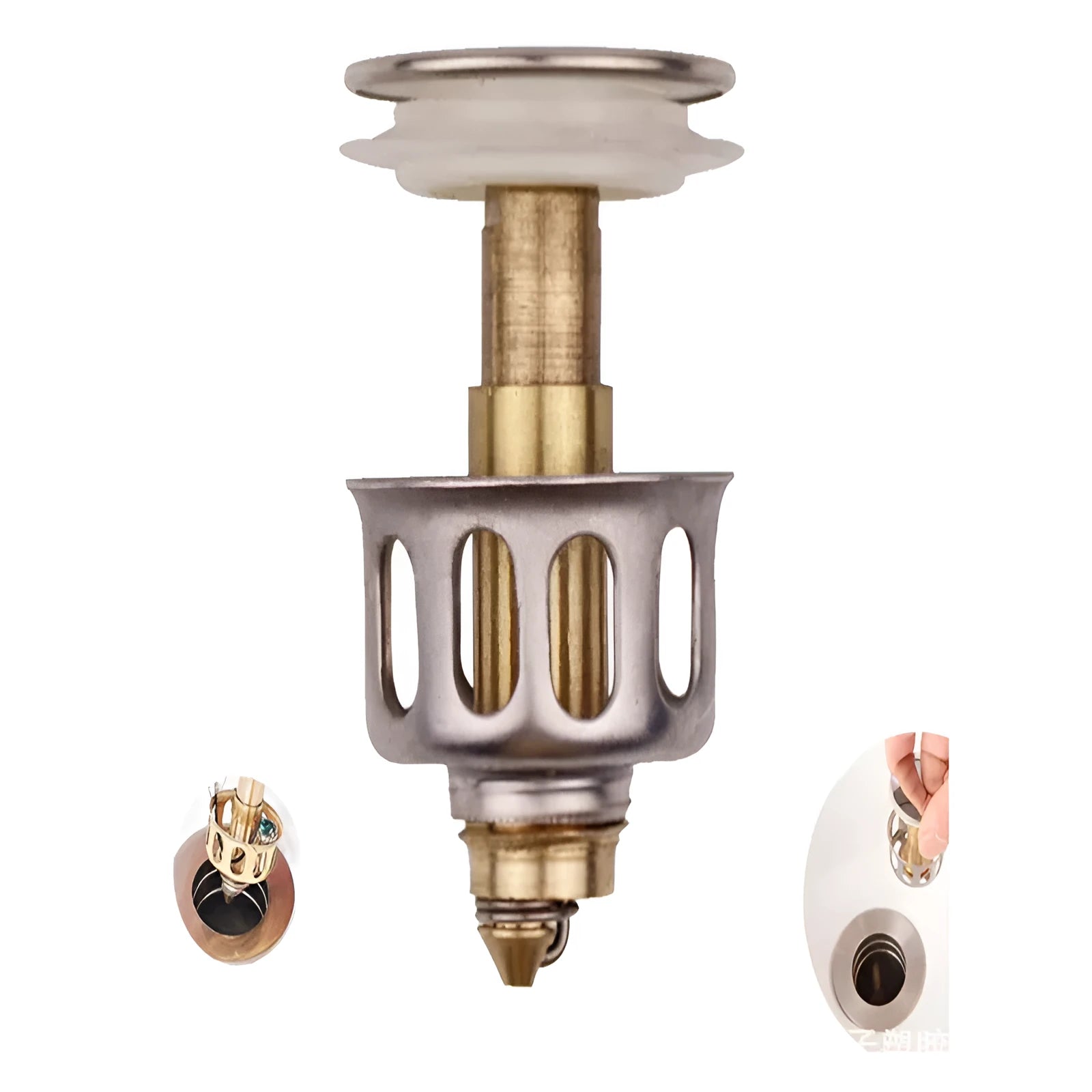 White copper manually pressed bounce anti-blocking filter element for single basin sink