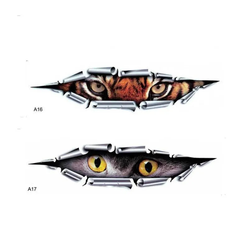 3D car bumper sticker with Eagle Eye or Tiger Eye design measuring 10x35 cm