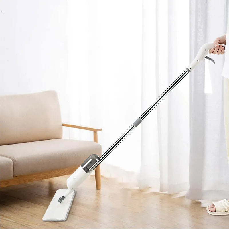 Flat squeeze mop with bucket wringing, stainless steel bar, cotton thread head, 38x12 cm plywood, hand-free floor cleaning