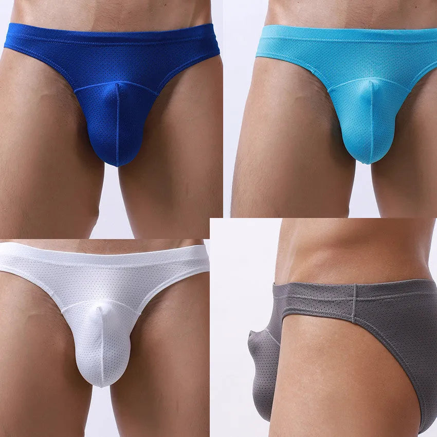 Men's transparent nylon underwear in multiple colours showing loose fit design
