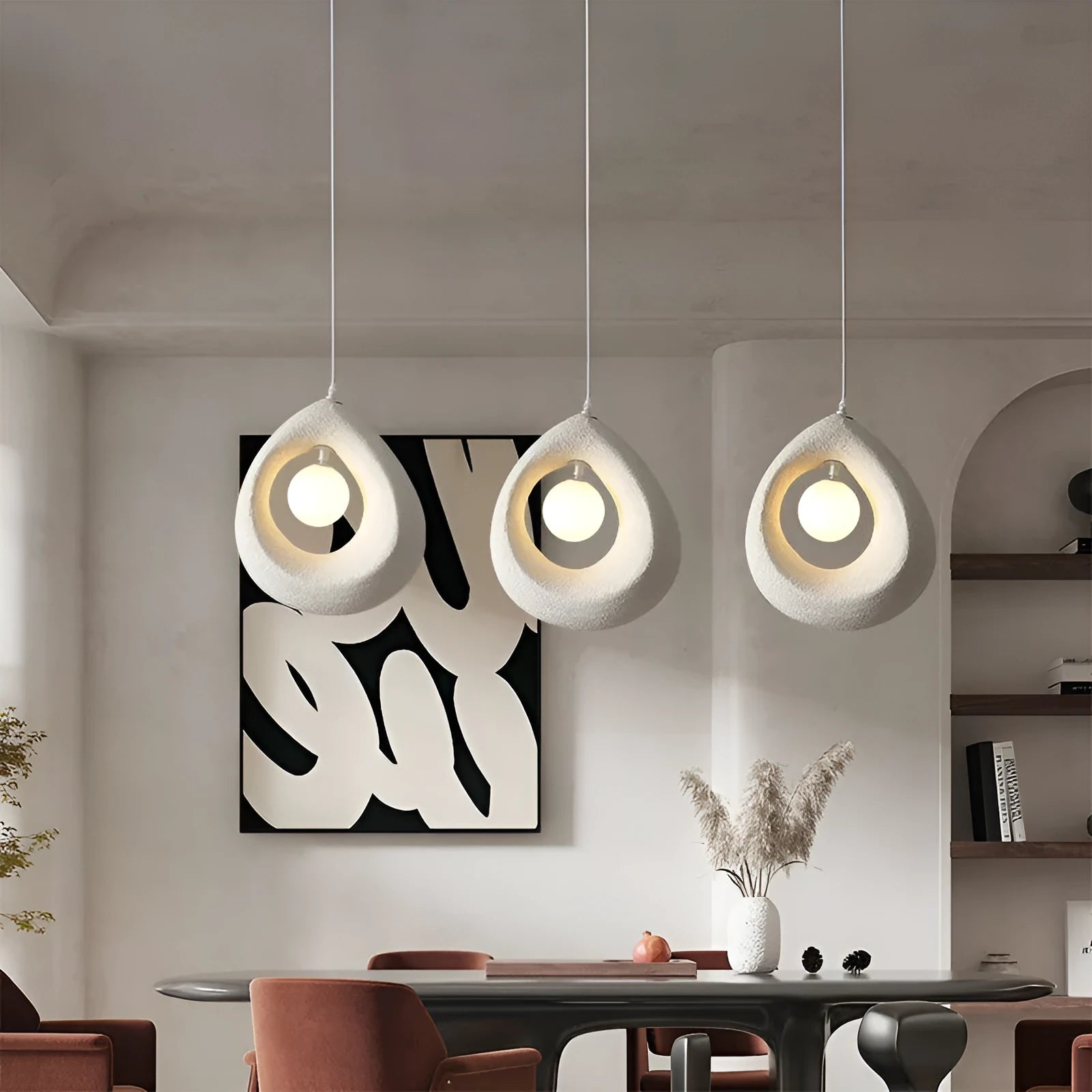 Sili Style retro modern pendant chandelier with milky white rectangular shade