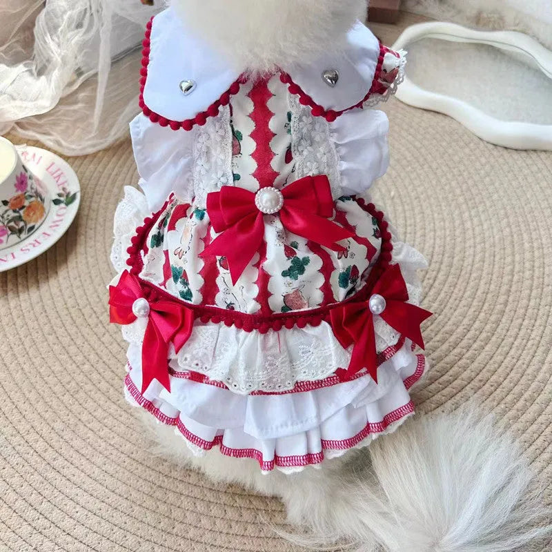 Polyester dog dress with rabbit skirt in princess style for small to medium female pets