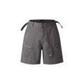 Retro workwear shorts in washed cotton with loose fit and half elastic waistband