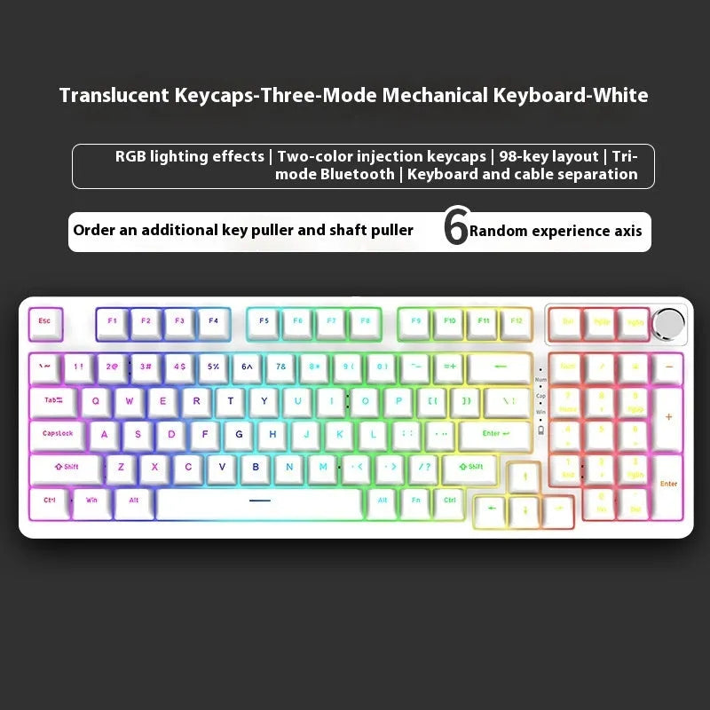 98-key wireless mechanical keyboard kit with display screen options and metal control knob