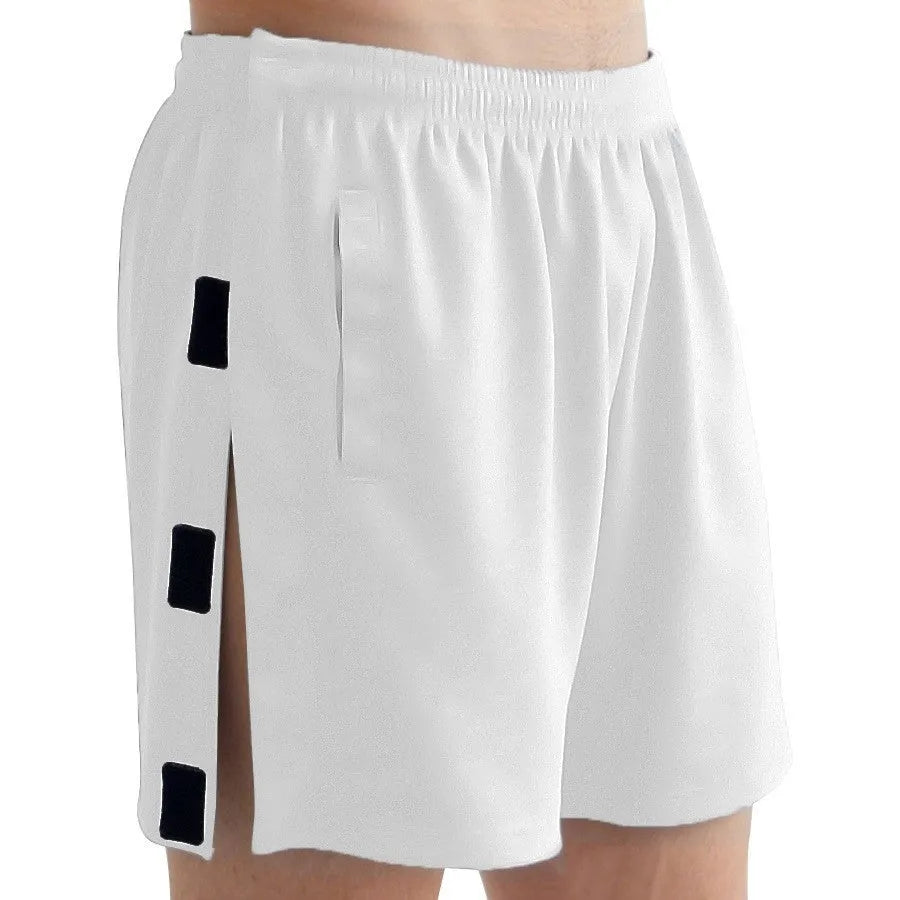 Men's fracture underwear velcro pants in black, easy off waist and leg, polyester fabric