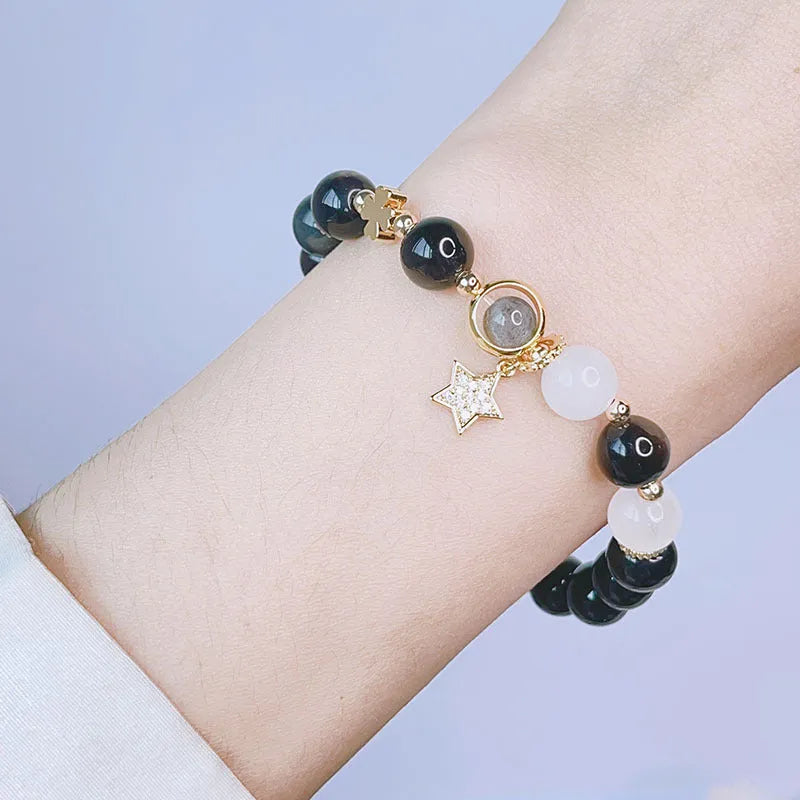 Sweet cool style silverstone bracelet for women with electroplating finish in flower colour variant