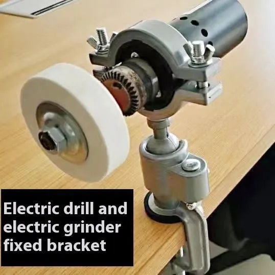 Clamp-on bench vise with 360-degree rotating head and tungsten steel pliers on a workbench.