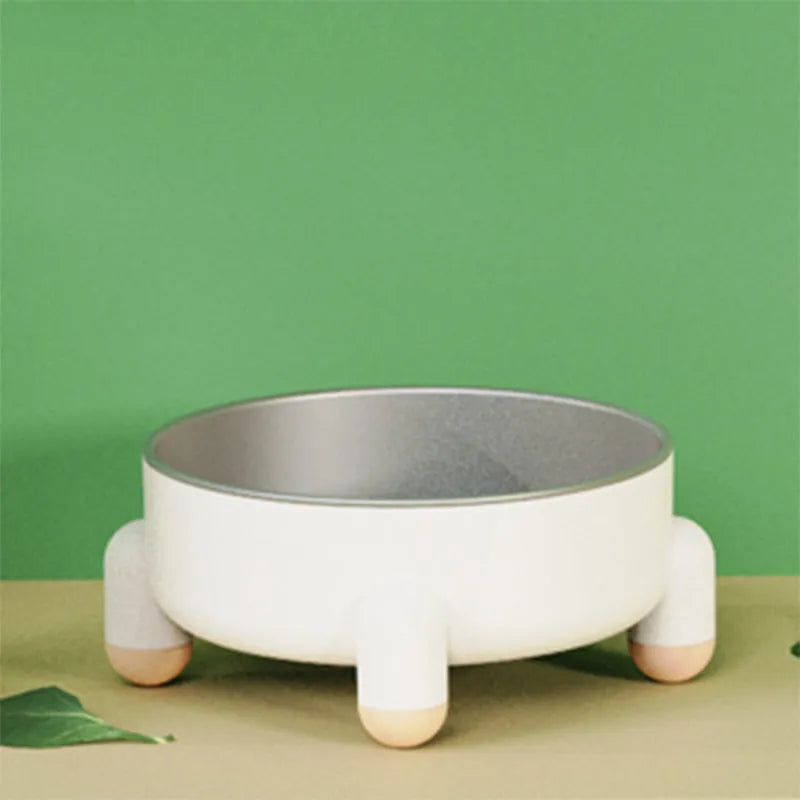 Green stainless steel pet bowl with a high foot and non-slip silicone base ring