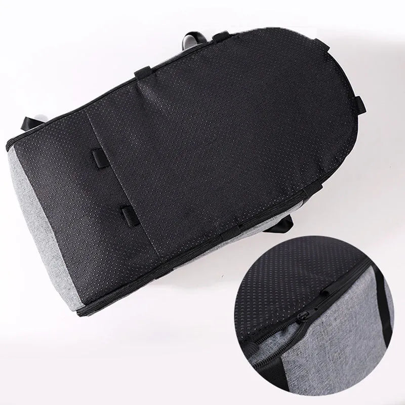 Outdoor cloth dog kennel shown in available colours: grey, blue, red, and grey mesh patterns