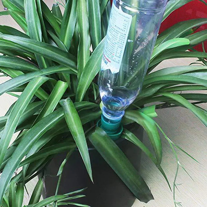 Green ceramic plant dripper irrigation device for use with cola bottles