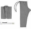 Brazilian Jiu-Jitsu gi in cotton blend fabric showing black, blue, grey, rose red and white colour options