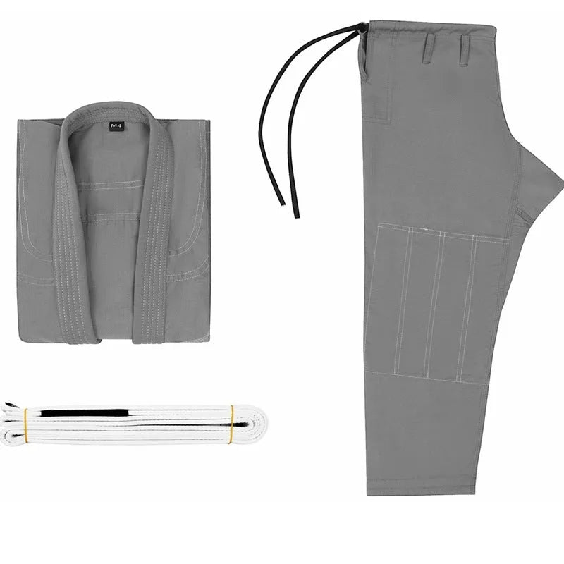 Brazilian Jiu-Jitsu gi in cotton blend fabric showing black, blue, grey, rose red and white colour options