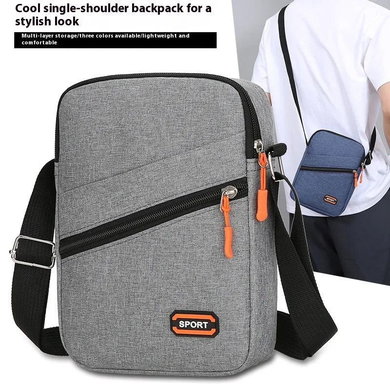 Oxford cloth crossbody commuter bag in urban simplicity style with contrast colour detailing