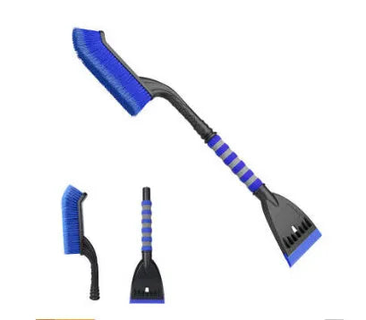 Winter car snow scraping brush with long handle and telescopic model in blue