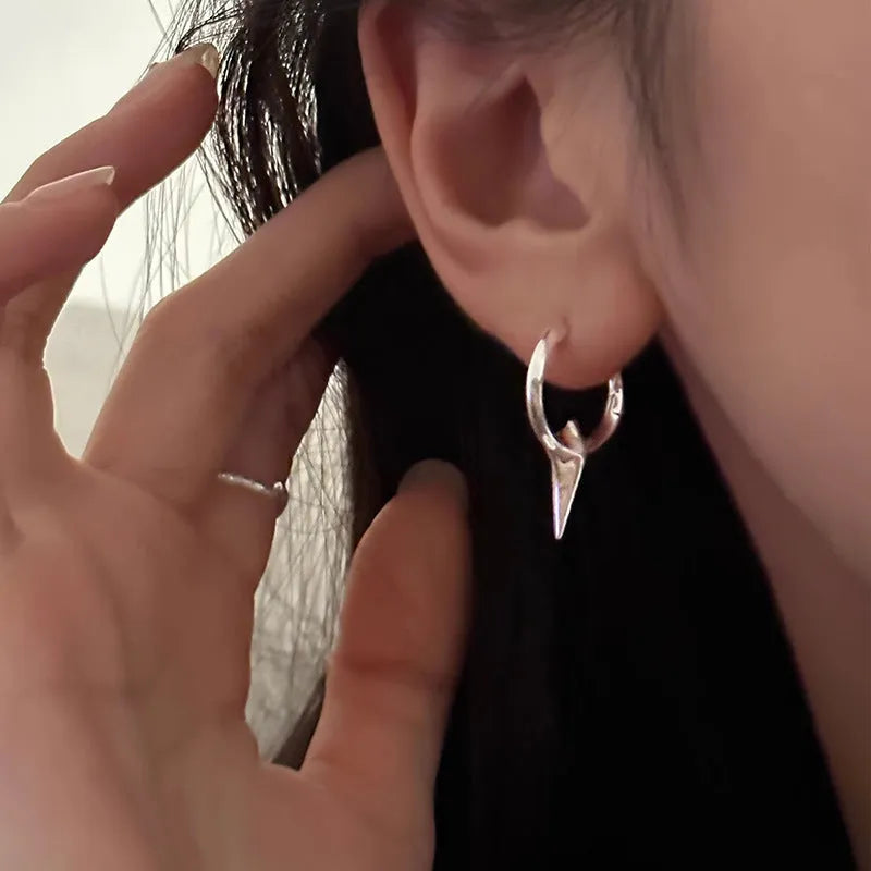 Geometric star design women's ear clips with copper construction and electroplated white gold finish