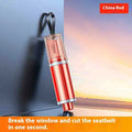 Car safety life hammer window breaker in black and red ABS plastic on grey background