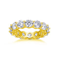 Star-studded moissanite wedding ring in S925 silver platinum-plated, gold colour, size 7, with diamond testability