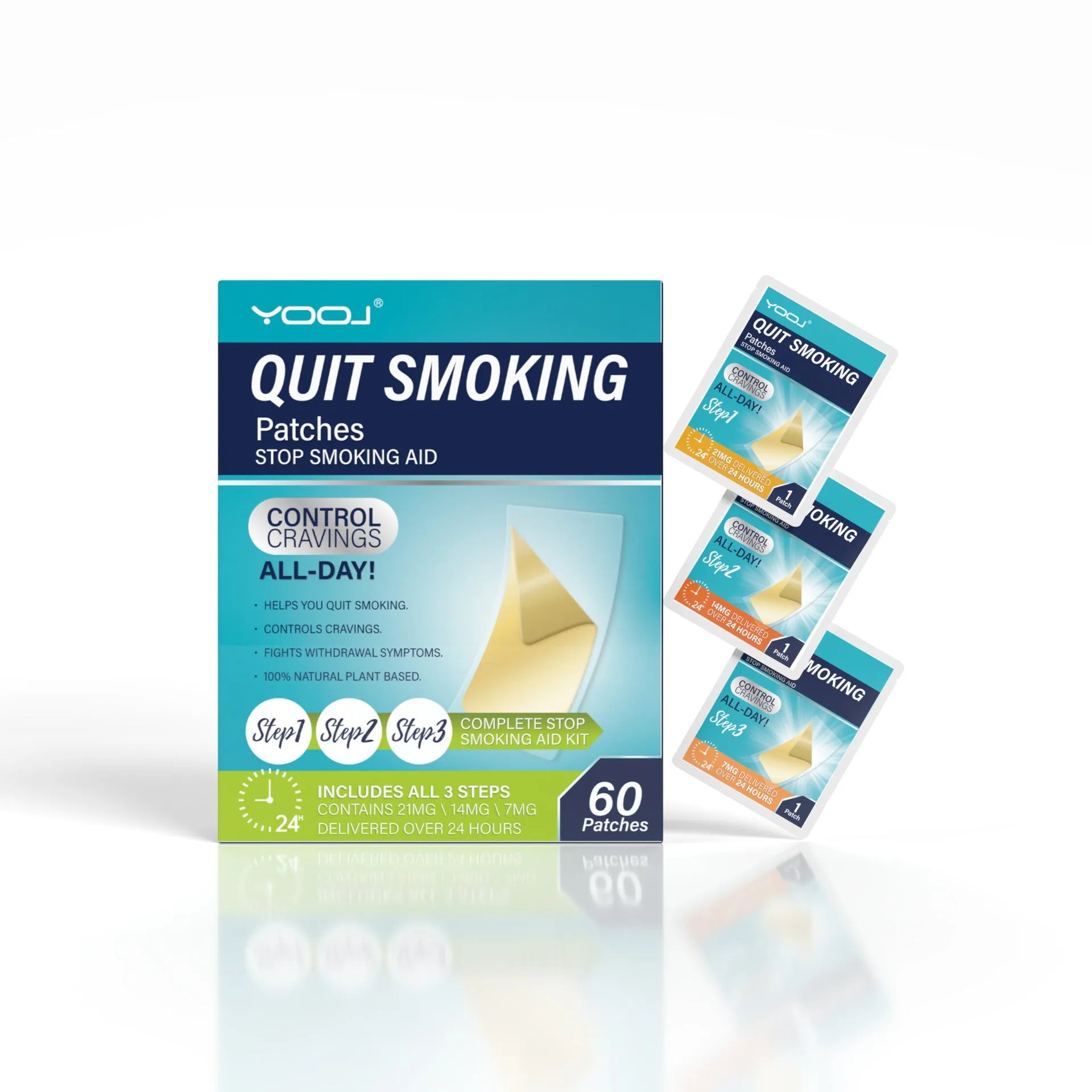 Box of 30 plant extract nicotine cessation patches for men and women.