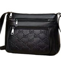 Black butterfly pattern PU leather women's crossbody messenger bag with horizontal square shape