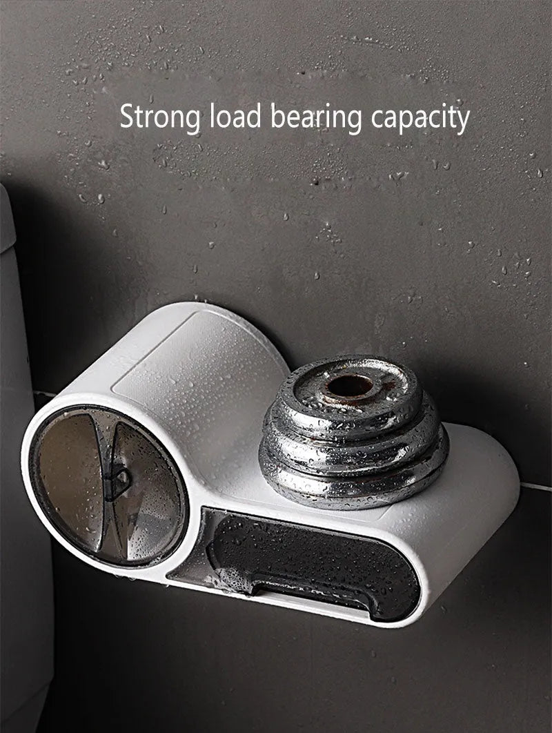 White plastic waterproof no-punching toilet roll holder with non-slip place for standard tissue rolls