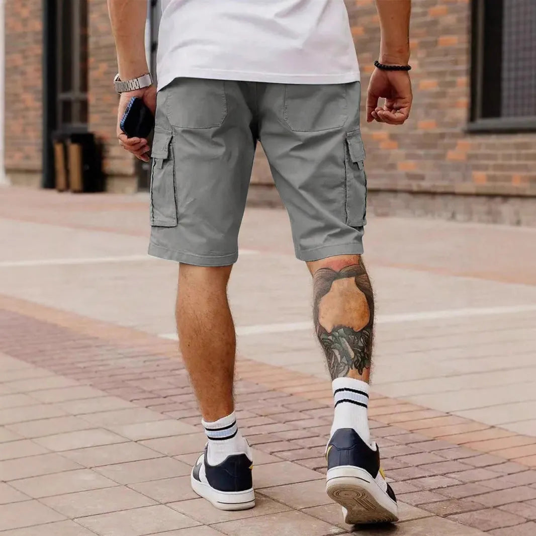 Men's summer workwear shorts loose fit polyester casual shorts in light gray